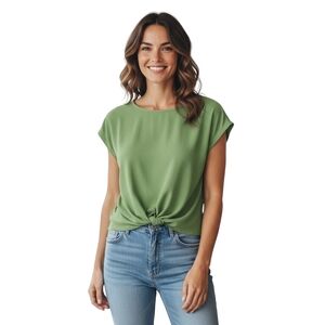 Gilli Green Tie Front Blouse